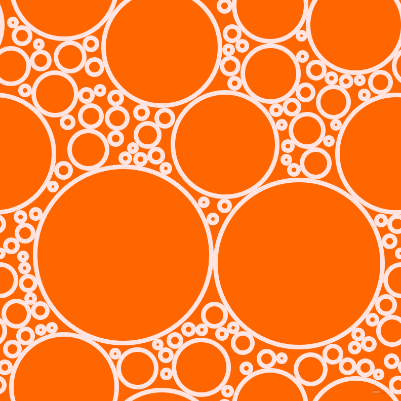 bubbles, circles, sponge, big, medium, small, 9 pixel line width, Misty Rose and Safety Orange circles bubbles sponge soap seamless tileable