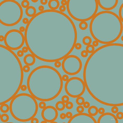 bubbles, circles, sponge, big, medium, small, 9 pixel line width, Ochre and Sea Nymph circles bubbles sponge soap seamless tileable