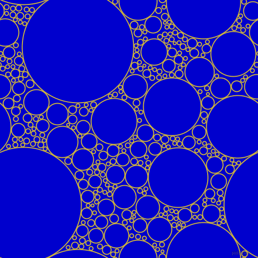bubbles, circles, sponge, big, medium, small, 2 pixel line width, Old Gold and Medium Blue circles bubbles sponge soap seamless tileable