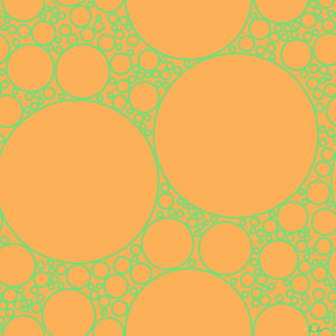 bubbles, circles, sponge, big, medium, small, 3 pixel line width, Pastel Green and Texas Rose circles bubbles sponge soap seamless tileable