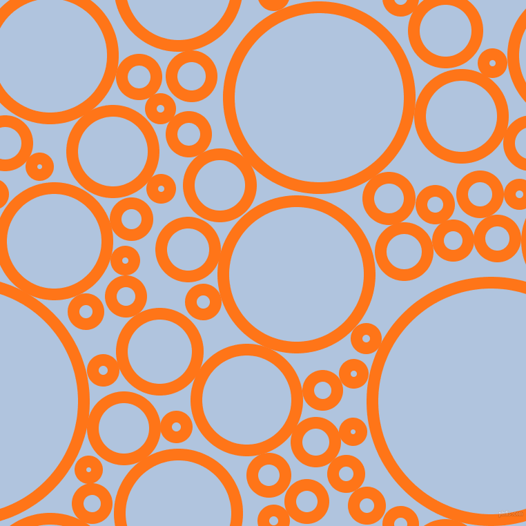 bubbles, circles, sponge, big, medium, small, 17 pixel line width, Pumpkin and Light Steel Blue circles bubbles sponge soap seamless tileable