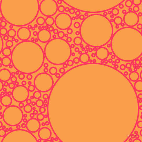 bubbles, circles, sponge, big, medium, small, 5 pixel line width, Radical Red and Sunshade circles bubbles sponge soap seamless tileable