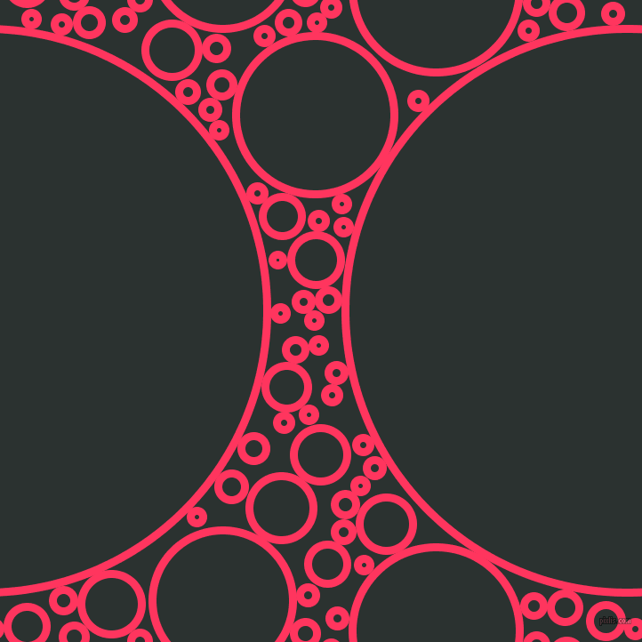 bubbles, circles, sponge, big, medium, small, 9 pixel line width, Radical Red and Woodsmoke circles bubbles sponge soap seamless tileable