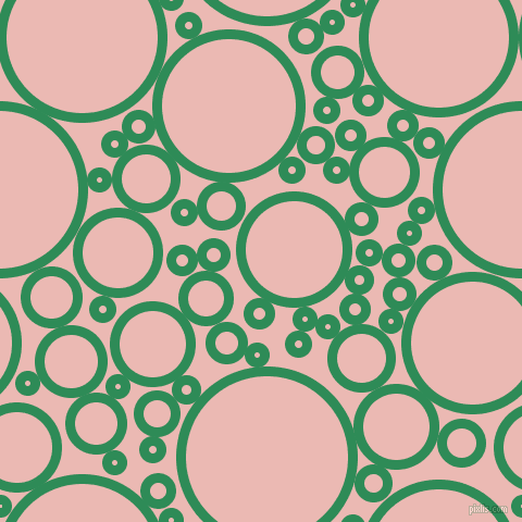 bubbles, circles, sponge, big, medium, small, 9 pixel line width, Sea Green and Beauty Bush circles bubbles sponge soap seamless tileable