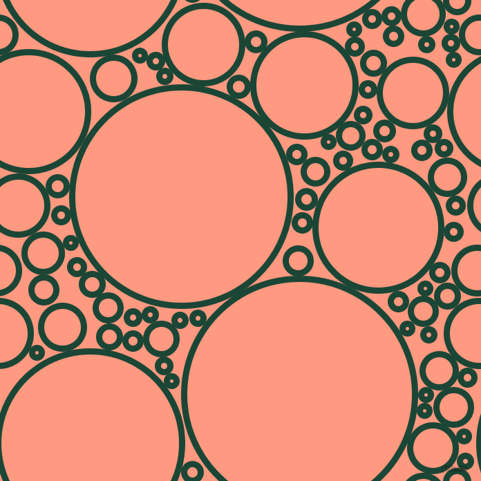 bubbles, circles, sponge, big, medium, small, 9 pixel line width, Sherwood Green and Vivid Tangerine circles bubbles sponge soap seamless tileable