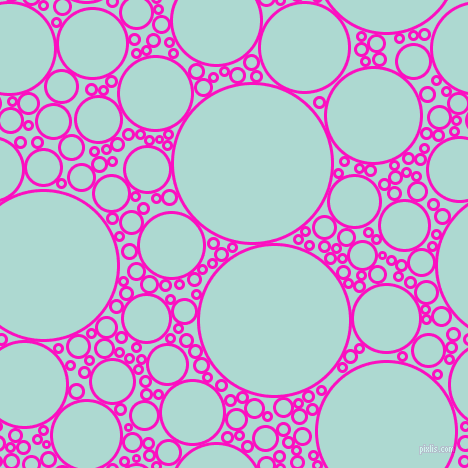 bubbles, circles, sponge, big, medium, small, 3 pixel line width, Shocking Pink and Scandal circles bubbles sponge soap seamless tileable