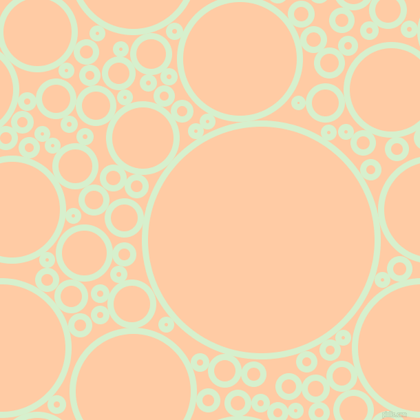 bubbles, circles, sponge, big, medium, small, 9 pixel line width, Snowy Mint and Peach circles bubbles sponge soap seamless tileable