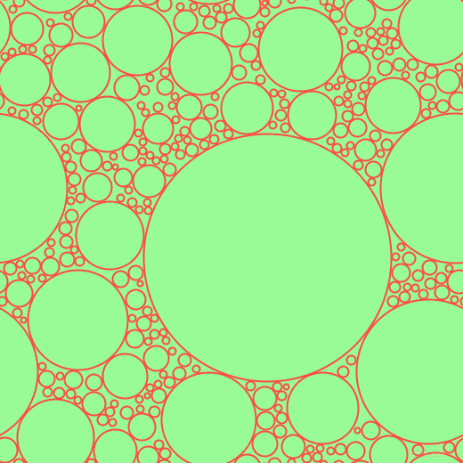 bubbles, circles, sponge, big, medium, small, 2 pixel line width, Sunset Orange and Pale Green circles bubbles sponge soap seamless tileable