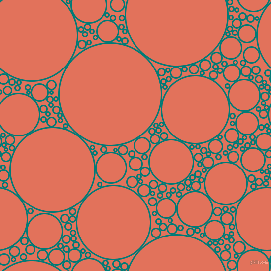 bubbles, circles, sponge, big, medium, small, 3 pixel line width, Surfie Green and Terra Cotta circles bubbles sponge soap seamless tileable
