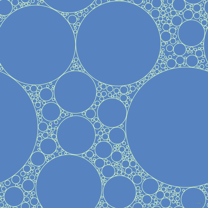 bubbles, circles, sponge, big, medium, small, 2 pixel line width, Tea Green and Havelock Blue circles bubbles sponge soap seamless tileable