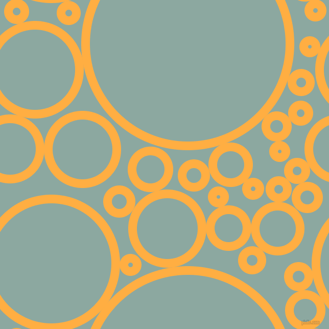 bubbles, circles, sponge, big, medium, small, 17 pixel line width, Yellow Orange and Cascade circles bubbles sponge soap seamless tileable