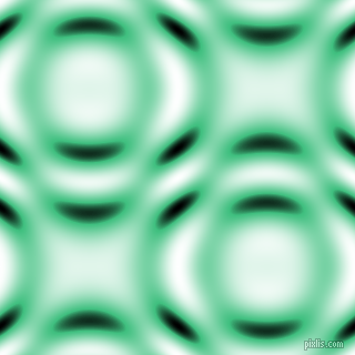 , Medium Sea Green and Black and White circular plasma waves seamless tileable