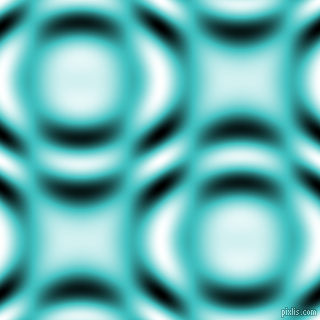 , Medium Turquoise and Black and White circular plasma waves seamless tileable
