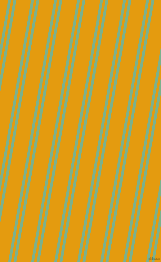 80 degree angles dual stripe lines, 9 pixel lines width, 8 and 47 pixels line spacing, Bay Leaf and Gamboge dual two line striped seamless tileable