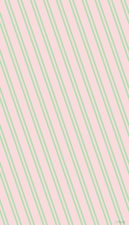 109 degree angle dual striped line, 5 pixel line width, 6 and 24 pixel line spacing, Celadon and Pale Pink dual two line striped seamless tileable