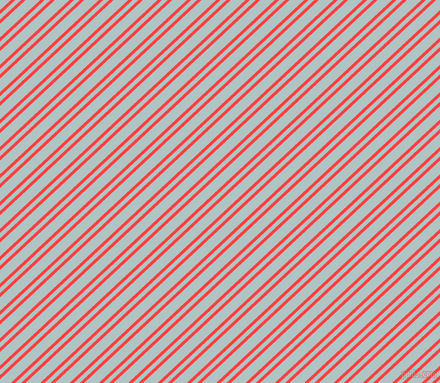 43 degree angle dual striped line, 3 pixel line width, 4 and 10 pixel line spacing, Coral Red and Jungle Mist dual two line striped seamless tileable