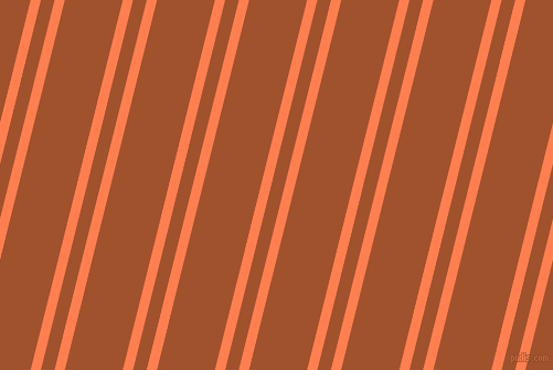 76 degree angle dual stripe line, 9 pixel line width, 12 and 51 pixel line spacing, Coral and Sienna dual two line striped seamless tileable