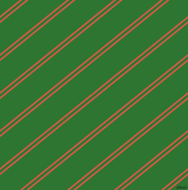39 degree angle dual stripes lines, 6 pixel lines width, 8 and 84 pixel line spacing, Dark Coral and Japanese Laurel dual two line striped seamless tileable