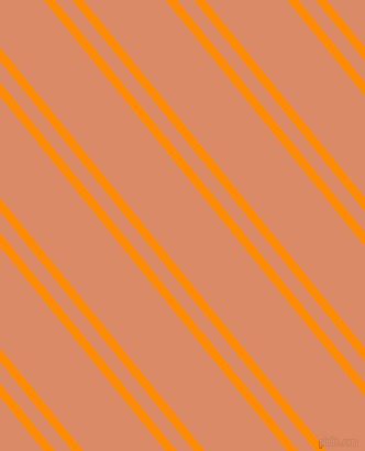 129 degree angle dual striped line, 8 pixel line width, 12 and 58 pixel line spacing, Dark Orange and Copper dual two line striped seamless tileable