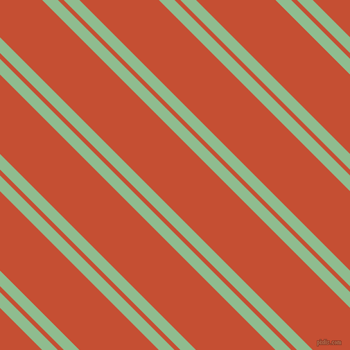 135 degree angles dual stripes line, 16 pixel line width, 6 and 81 pixels line spacing, Dark Sea Green and Trinidad dual two line striped seamless tileable