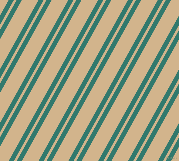 61 degree angle dual stripe line, 15 pixel line width, 8 and 48 pixel line spacing, Genoa and Tan dual two line striped seamless tileable