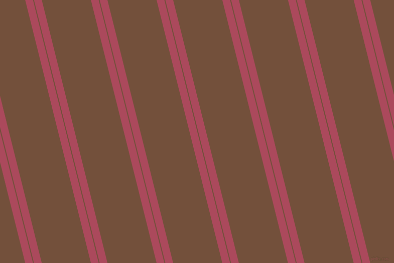 104 degree angle dual stripe line, 15 pixel line width, 2 and 95 pixel line spacing, Hippie Pink and Old Copper dual two line striped seamless tileable