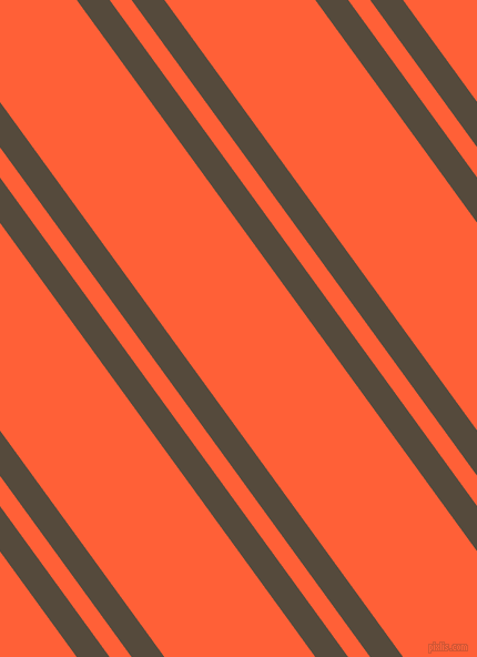 126 degree angles dual stripes lines, 24 pixel lines width, 16 and 110 pixels line spacing, Metallic Bronze and Outrageous Orange dual two line striped seamless tileable