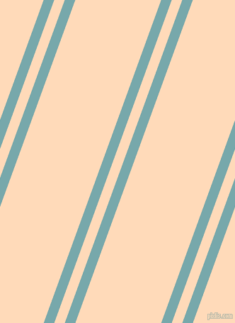 70 degree angle dual stripe line, 14 pixel line width, 14 and 114 pixel line spacing, Neptune and Peach Puff dual two line striped seamless tileable