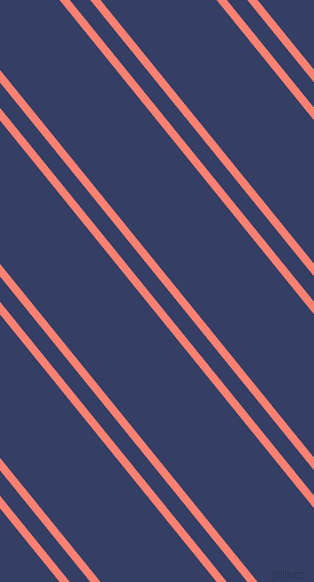 129 degree angle dual stripe lines, 9 pixel lines width, 18 and 102 pixel line spacing, Salmon and Bay Of Many dual two line striped seamless tileable