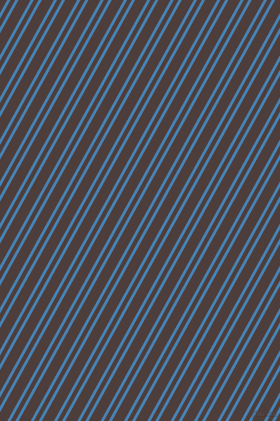 61 degree angle dual stripes line, 4 pixel line width, 6 and 15 pixel line spacing, Steel Blue and Crater Brown dual two line striped seamless tileable