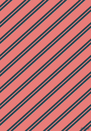 42 degree angles dual striped lines, 7 pixel lines width, 4 and 33 pixels line spacing, Teal Blue and Geraldine dual two line striped seamless tileable