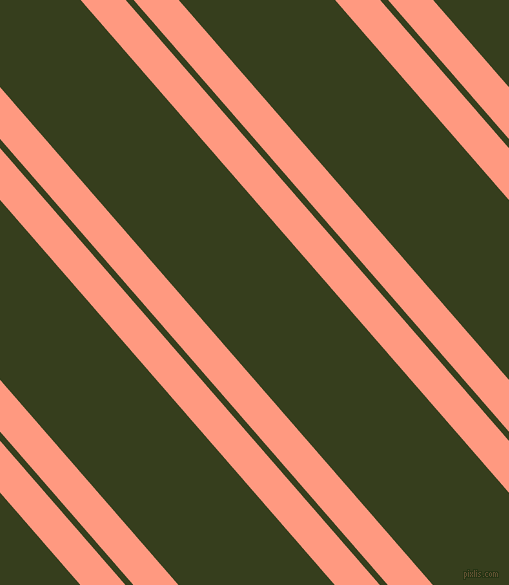 131 degree angles dual stripe line, 34 pixel line width, 6 and 118 pixels line spacing, Vivid Tangerine and Turtle Green dual two line striped seamless tileable