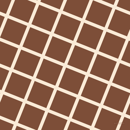 68/158 degree angle diagonal checkered chequered lines, 11 pixel line width, 70 pixel square size, Antique White and Cigar plaid checkered seamless tileable