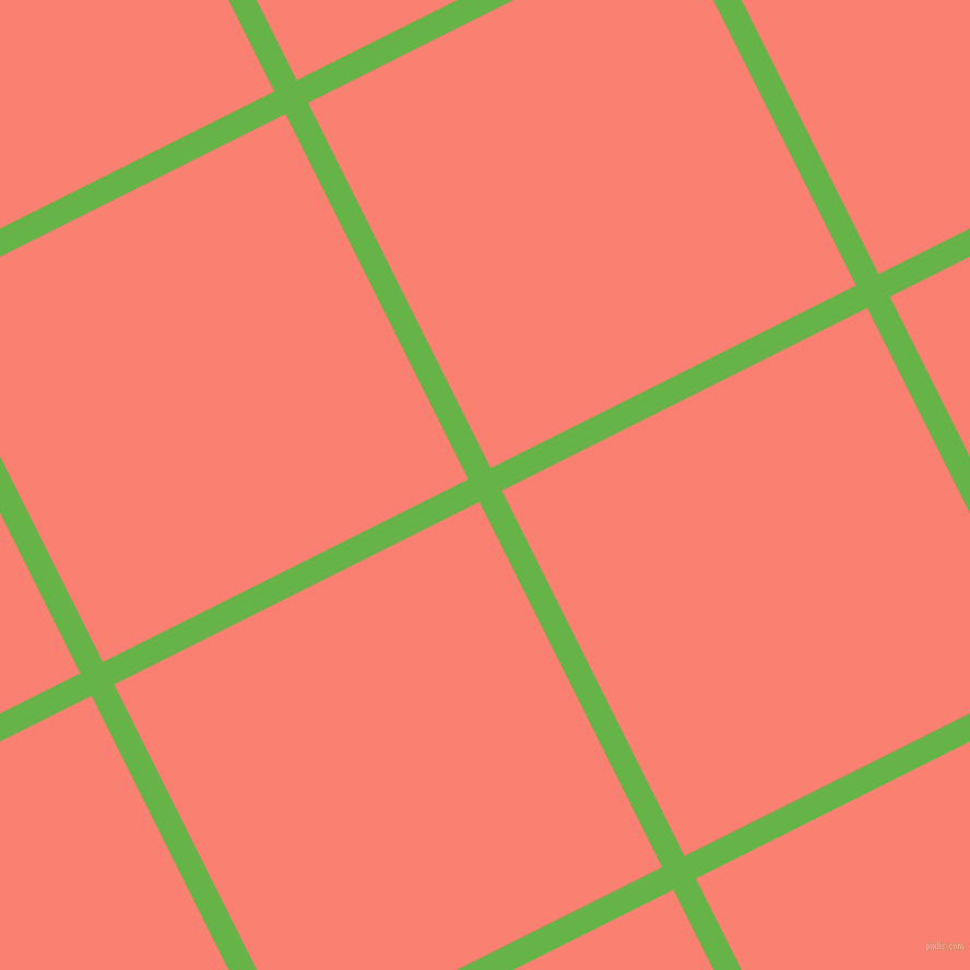 27/117 degree angle diagonal checkered chequered lines, 23 pixel line width, 374 pixel square size, Apple and Salmon plaid checkered seamless tileable