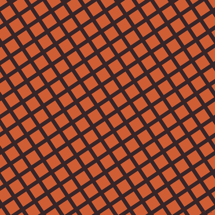 34/124 degree angle diagonal checkered chequered lines, 13 pixel lines width, 37 pixel square size, Aubergine and Chilean Fire plaid checkered seamless tileable