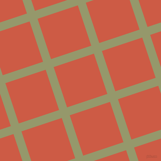 18/108 degree angle diagonal checkered chequered lines, 28 pixel line width, 142 pixel square size, Avocado and Dark Coral plaid checkered seamless tileable