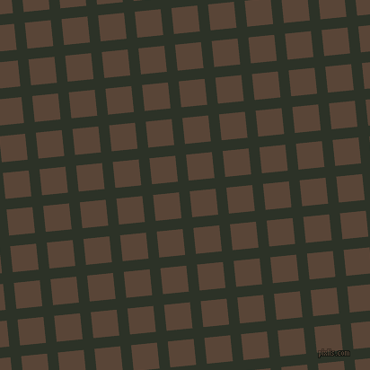 6/96 degree angle diagonal checkered chequered lines, 12 pixel line width, 29 pixel square size, Black Forest and Brown Derby plaid checkered seamless tileable
