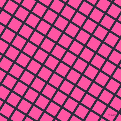 58/148 degree angle diagonal checkered chequered lines, 9 pixel lines width, 44 pixel square size, Black Rock and Brilliant Rose plaid checkered seamless tileable
