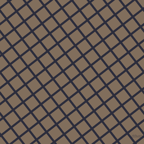 38/128 degree angle diagonal checkered chequered lines, 7 pixel line width, 35 pixel square size, Black Rock and Donkey Brown plaid checkered seamless tileable