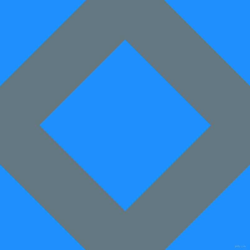 45/135 degree angle diagonal checkered chequered lines, 178 pixel line width, 389 pixel square size, Blue Bayoux and Dodger Blue plaid checkered seamless tileable