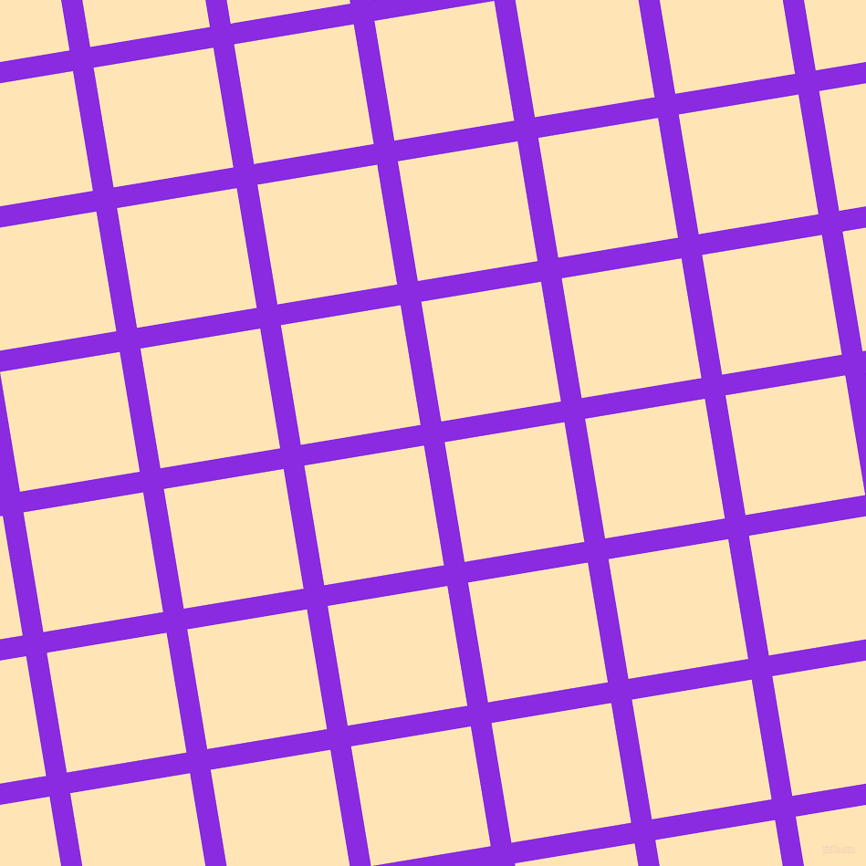 9/99 degree angle diagonal checkered chequered lines, 23 pixel line width, 133 pixel square size, Blue Violet and Moccasin plaid checkered seamless tileable
