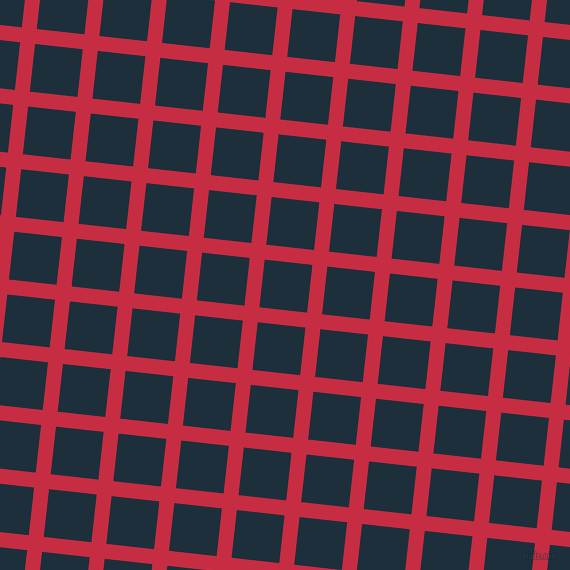 84/174 degree angle diagonal checkered chequered lines, 15 pixel line width, 48 pixel square size, Brick Red and Tangaroa plaid checkered seamless tileable