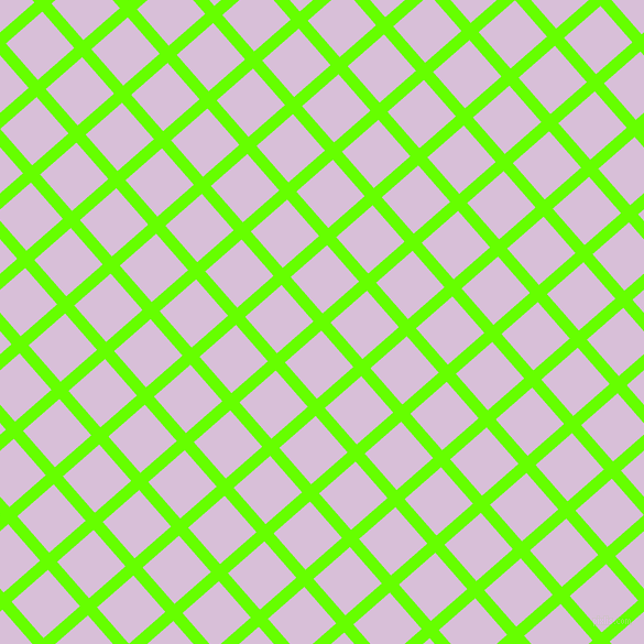 41/131 degree angle diagonal checkered chequered lines, 11 pixel lines width, 44 pixel square size, Bright Green and Thistle plaid checkered seamless tileable