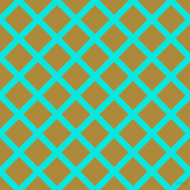 45/135 degree angle diagonal checkered chequered lines, 20 pixel lines width, 66 pixel square size, Bright Turquoise and Alpine plaid checkered seamless tileable