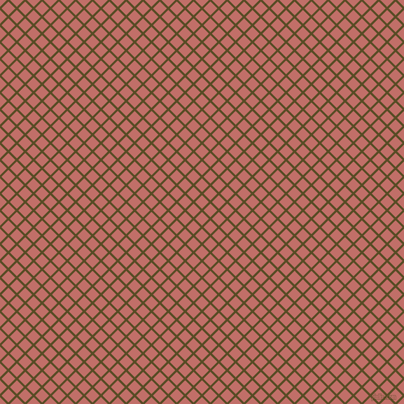45/135 degree angle diagonal checkered chequered lines, 3 pixel line width, 14 pixel square size, Bronze Olive and Contessa plaid checkered seamless tileable