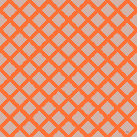 45/135 degree angle diagonal checkered chequered lines, 16 pixel lines width, 43 pixel square size, Burnt Orange and Clam Shell plaid checkered seamless tileable