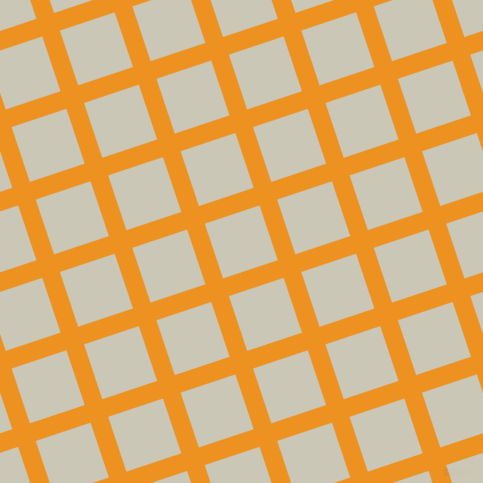 18/108 degree angle diagonal checkered chequered lines, 26 pixel line width, 81 pixel square size, Carrot Orange and Chrome White plaid checkered seamless tileable