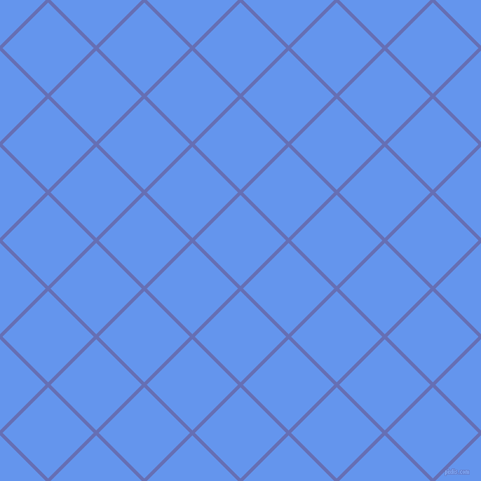 45/135 degree angle diagonal checkered chequered lines, 5 pixel line width, 92 pixel square size, Chetwode Blue and Cornflower Blue plaid checkered seamless tileable