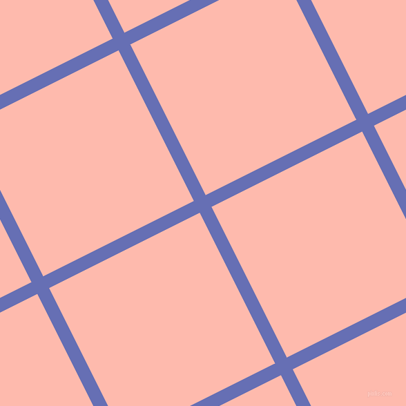 27/117 degree angle diagonal checkered chequered lines, 19 pixel lines width, 244 pixel square size, Chetwode Blue and Melon plaid checkered seamless tileable