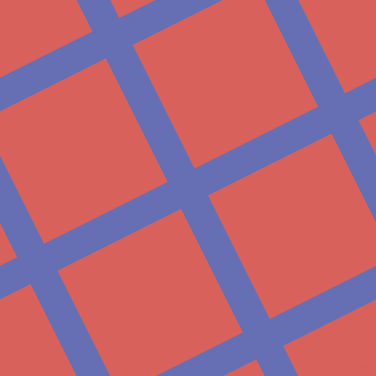 27/117 degree angle diagonal checkered chequered lines, 61 pixel line width, 280 pixel square size, Chetwode Blue and Roman plaid checkered seamless tileable